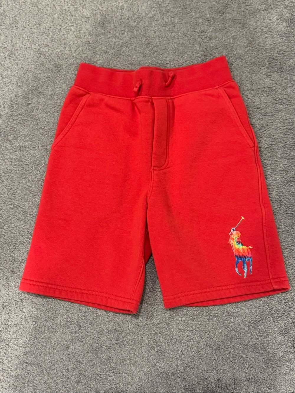 Polo by Ralph Lauren Red Fleece Shorts with Multicolor Pony